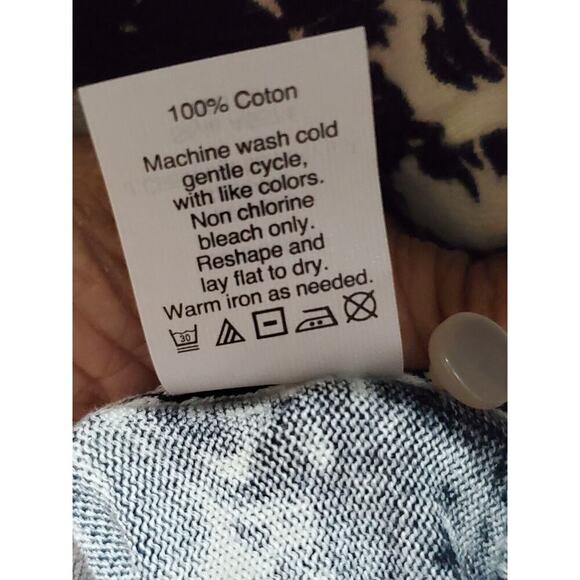 J.Crew Women Black White Floral Cotton Round Neck Long Sleeve Cardigan Sweater M - Picture 9 of 11